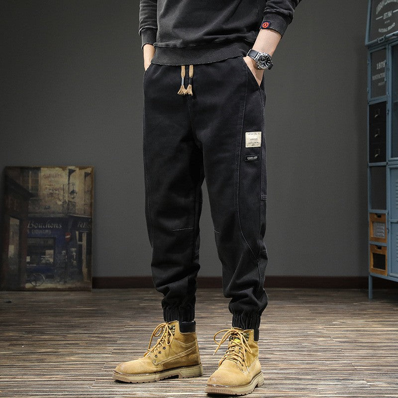Black utility denim with practical workwear details